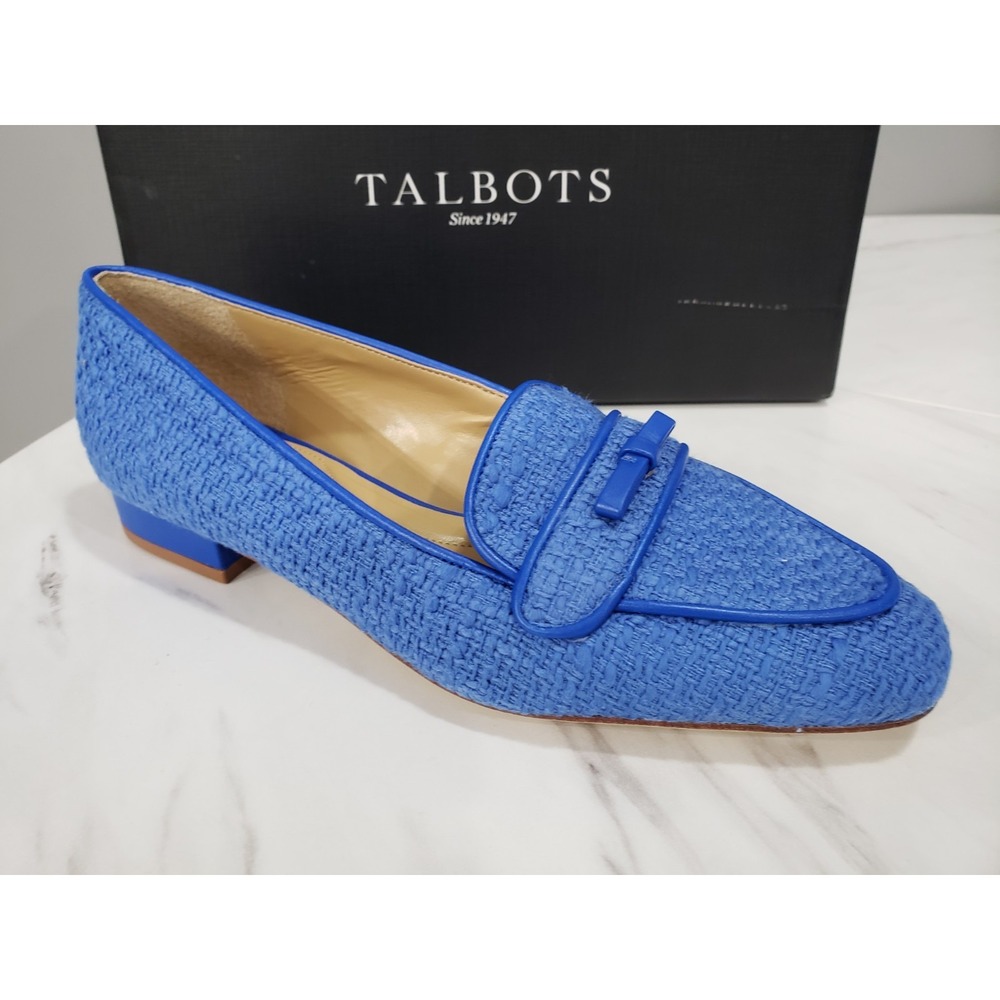 NEW - Talbots Jane Bow Loafers Amherst Tweed in Capri Blue Flats Size‎ 8 Flats